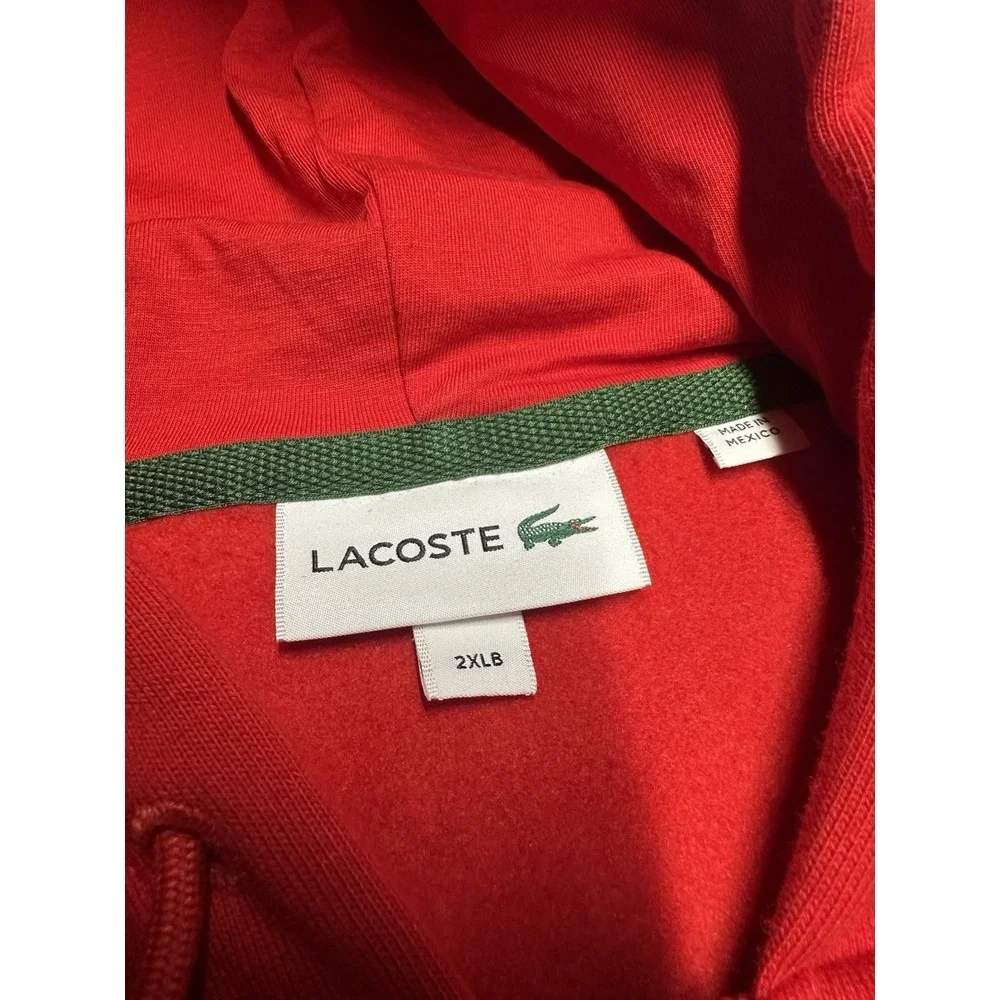 Lacoste Hoodie Men's Size‎ 2XLB Red Full Zip Long Sleeve Sweatshirt Heavyweight